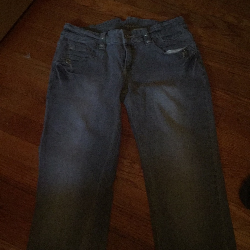Younique gray denim jeans stretch buttonfly